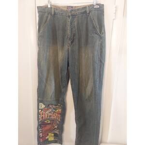 Vtg Y2k Platinum Fubu Men’s 40x34 Blue Harlem Globetrotters Jeans Some Peeling